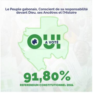 Le Gabon plébiscite une nouvelle Constitution avec 91,80 % de “Oui”