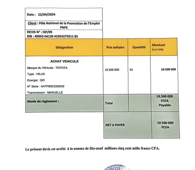 Inter Service Plus: Apres avoir été au coeur de la suspension du DG de Gab’Oil pour une affaire de restauration, le nom de cette société ressurgit au PNPE….pour une affaire de vente de voiture!